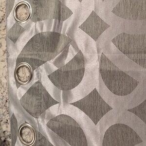 Pair of Silver & Gray Geometric Long Silver Grommets Curtain Panels 36.5"x82"